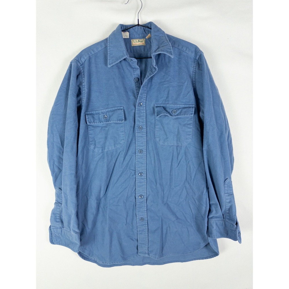 Vintage LL Bean Chamois Cloth Shirt Mens Tall 16 Blue Made in USA Heritage Gorpc